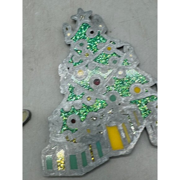 Vintage Handcrafted Metal & Resin Christmas Ornaments Santa & Tree Set READ - Picture 6 of 7